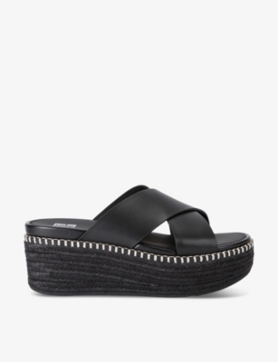 Shop Fitflop Women's Black Eloise Cross-strap Leather Sandals