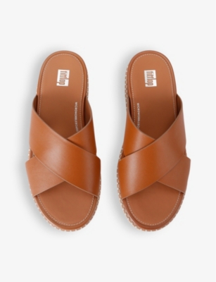 Shop Fitflop Eloise Cross-strap Leather Sandals In Tan