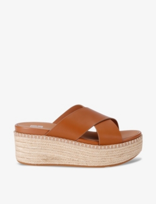 Shop Fitflop Eloise Cross-strap Leather Sandals In Tan