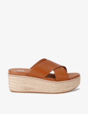 Fitflop Womens Tan Eloise Cross-strap Leather Sandals In Tan