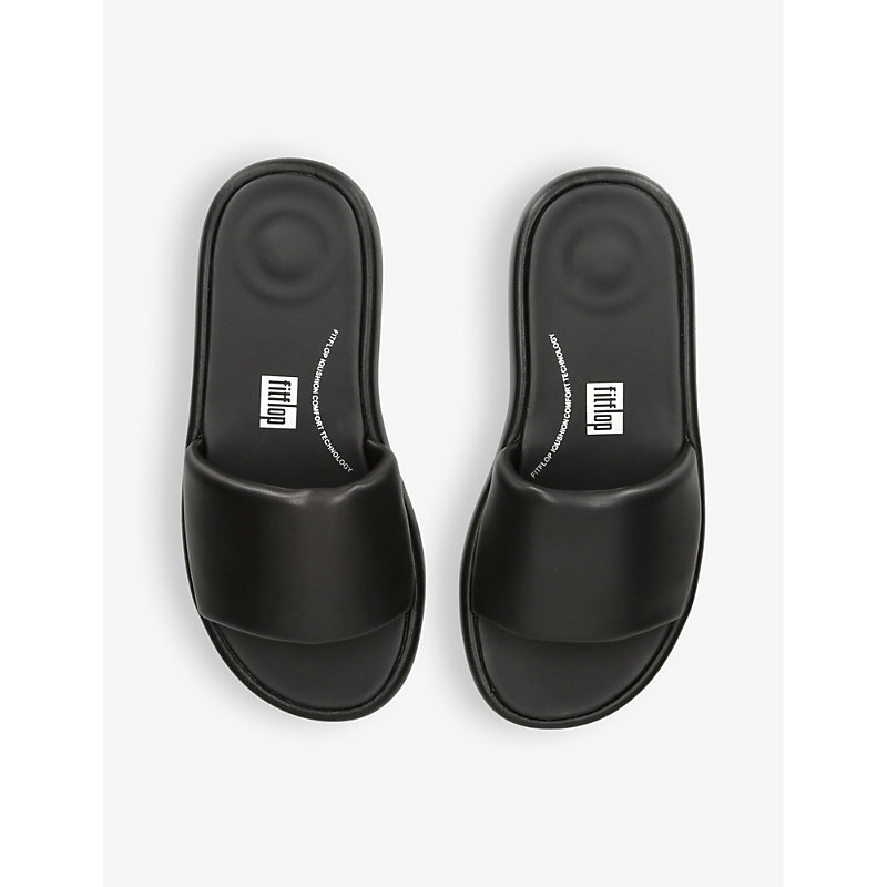 Shop Fitflop Women's Black Iqushion Deluxe Ergonomic Leather Slides