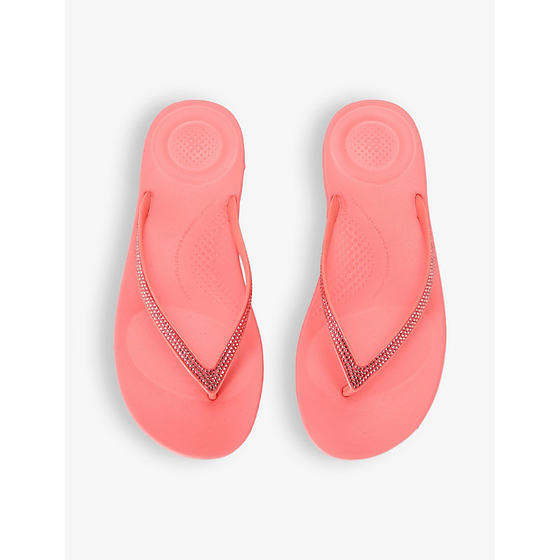 Shop Fitflop Fuchsia Iqushion Deluxe Ergonomic Leather Slides