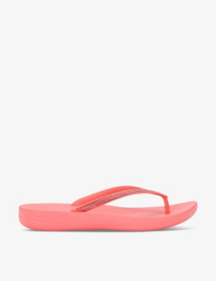 Fitflop Fuchsia Iqushion Deluxe Ergonomic Leather Slides
