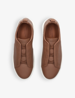 ERMENEGILDO ZEGNA: X3 Triple Stitch Secondskin Printed-Leather Low-Top Trainers