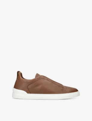 ERMENEGILDO ZEGNA: X3 Triple Stitch Secondskin Printed-Leather Low-Top Trainers