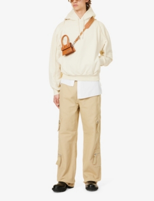 Shop Jacquemus Men's Light Beige Le Sweatshirt Brand-embroidered Organic Cotton-jersey Hoody