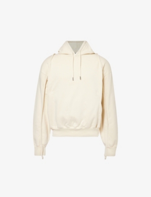 Shop Jacquemus Mens Light Beige Le Sweatshirt Brand-embroidered Organic Cotton-jersey Hoody