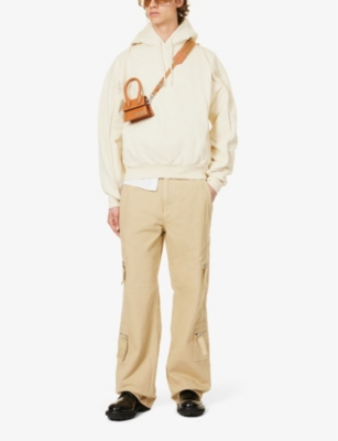 Shop Jacquemus Men's Beige Le Cargo Marrone Straight-leg Cotton Trousers