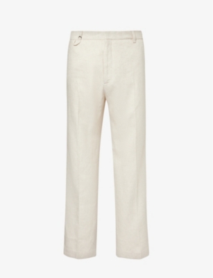 Shop Jacquemus Le Pantalon Melo Straight-leg Linen-blend Trousers In Light Beige