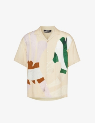 Shop Jacquemus Mens Print Beige La Chemise Jean Abstract-print Woven Shirt