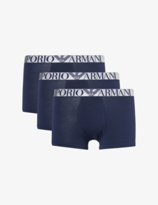 EMPORIO ARMANI: Branded-waistband pack of three stretch-cotton trunks