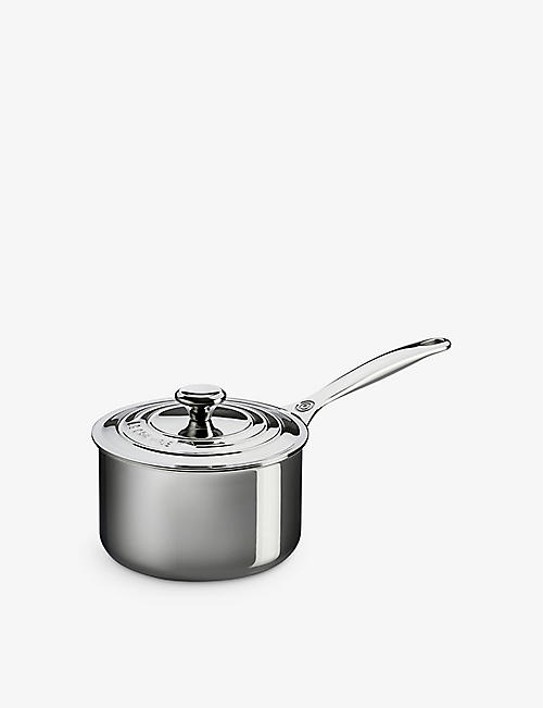 LE CREUSET: Signature 3-ply stainless-steel saucepan with lid 18cm