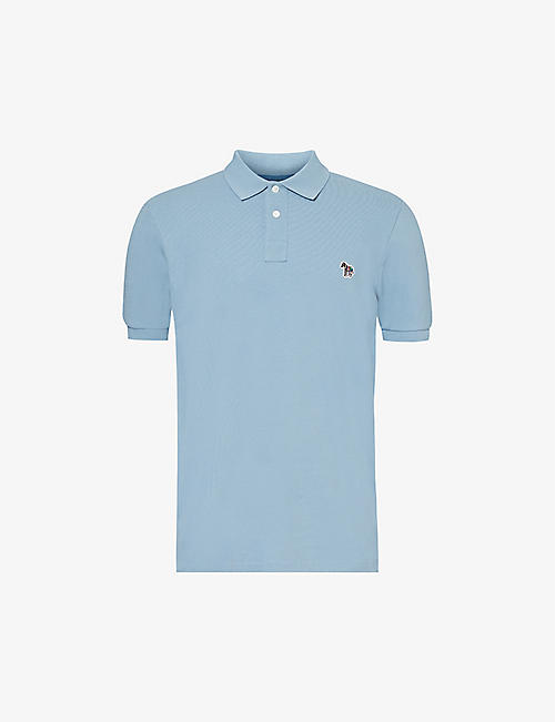 PS BY PAUL SMITH: Zebra-embroidered cotton-piqué polo shirt