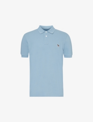 Shop Ps By Paul Smith Mens Blue Zebra-embroidered Cotton-piqué Polo Shirt