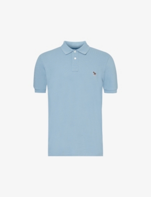 Shop Ps By Paul Smith Mens  Zebra-embroidered Cotton-piqué Polo Shirt In Blue