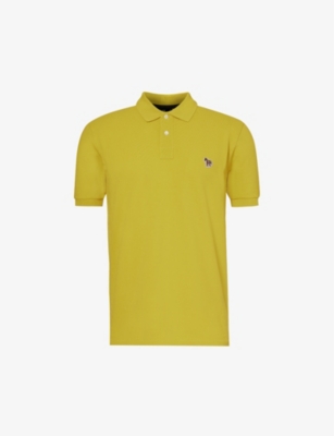Ps By Paul Smith Men's Yellow Zebra-embroidered Cotton-piqué Polo Shirt
