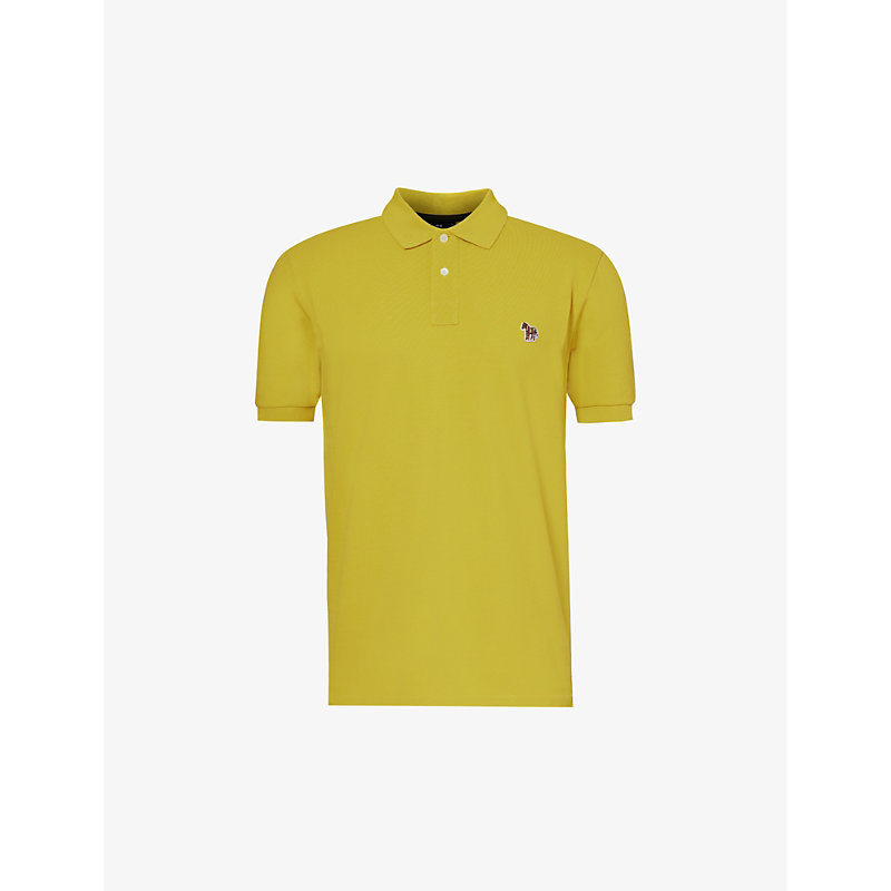 Ps By Paul Smith Zebra-embroidered Cotton-piqué Polo Shirt In Yellow