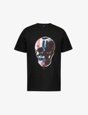 Ps By Paul Smith Mens Black Big Skull Graphic-print Cotton-jersey T-shirt