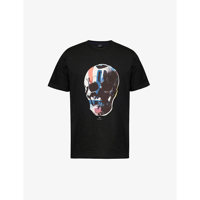 Ps By Paul Smith Mens Black Big Skull Graphic-print Cotton-jersey T-shirt