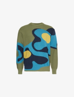 PS BY PAUL SMITH: Flowers abstract-intarsia organic-cotton jumper