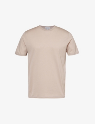 Sunspel Mens Pale Pink Crew-neck Relaxed-fit Cotton-jersey T-shirt