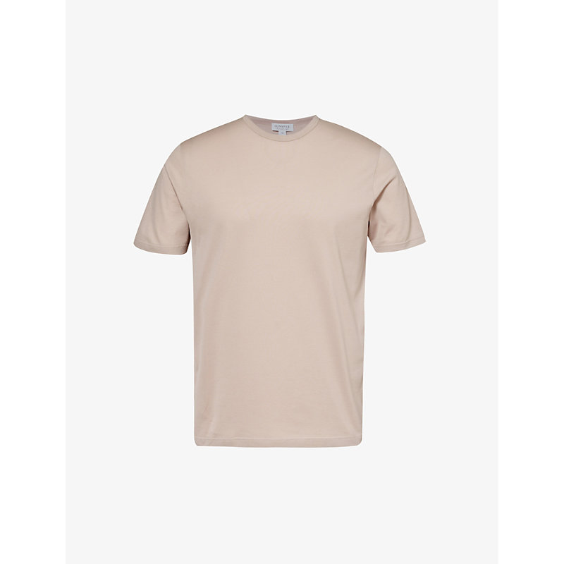 Sunspel Mens Pale Pink Crew-neck Relaxed-fit Cotton-jersey T-shirt