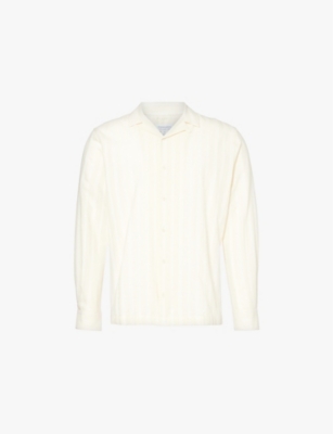 SUNSPEL: Stripe-embroidered relaxed-fit  cotton-poplin shirt