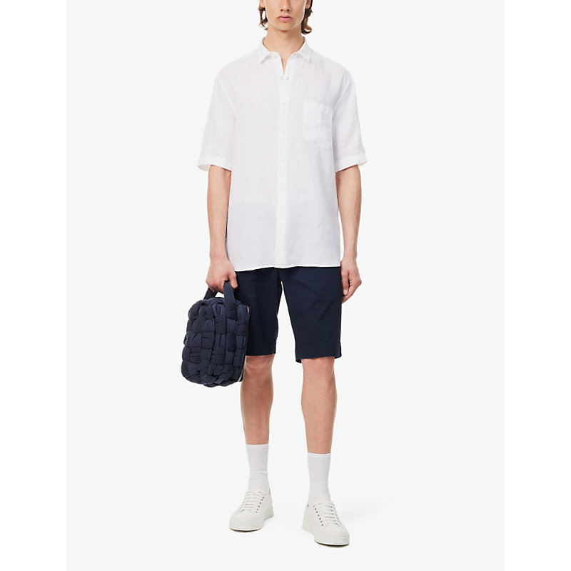 Shop Sunspel Men's White Short-sleeved Regular-fit Linen Shirt