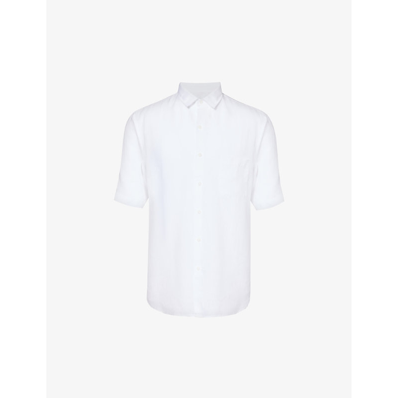Sunspel Mens White Short-sleeved Regular-fit Linen Shirt