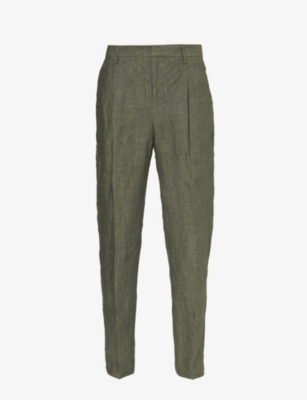 SUNSPEL: Single-pleat regular-fit tapered-leg linen trousers