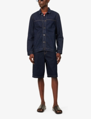 Sunspel Mens Rinse Wash Contrast-stitch Regular-fit Denim Jacket In Rinse Wash