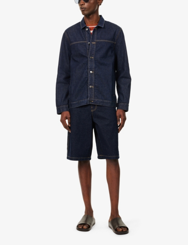 Contrast-stitch regular-fit denim jacket