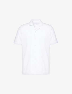 Sunspel Mens White Spread-collar Regular-fit Cotton Shirt