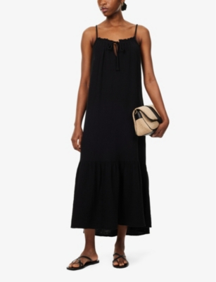 Shop Rails Marseille Relaxed-fit Cotton Midi Dress In Black Gauze