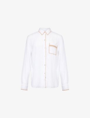 RAILS: Charli contrast-embroidered linen-blend shirt
