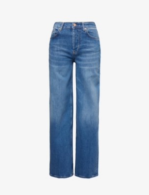 Shop Rails Women's Tidal Wave Getty Brand-patch Wide-leg High-rise Stretch-denim Jeans