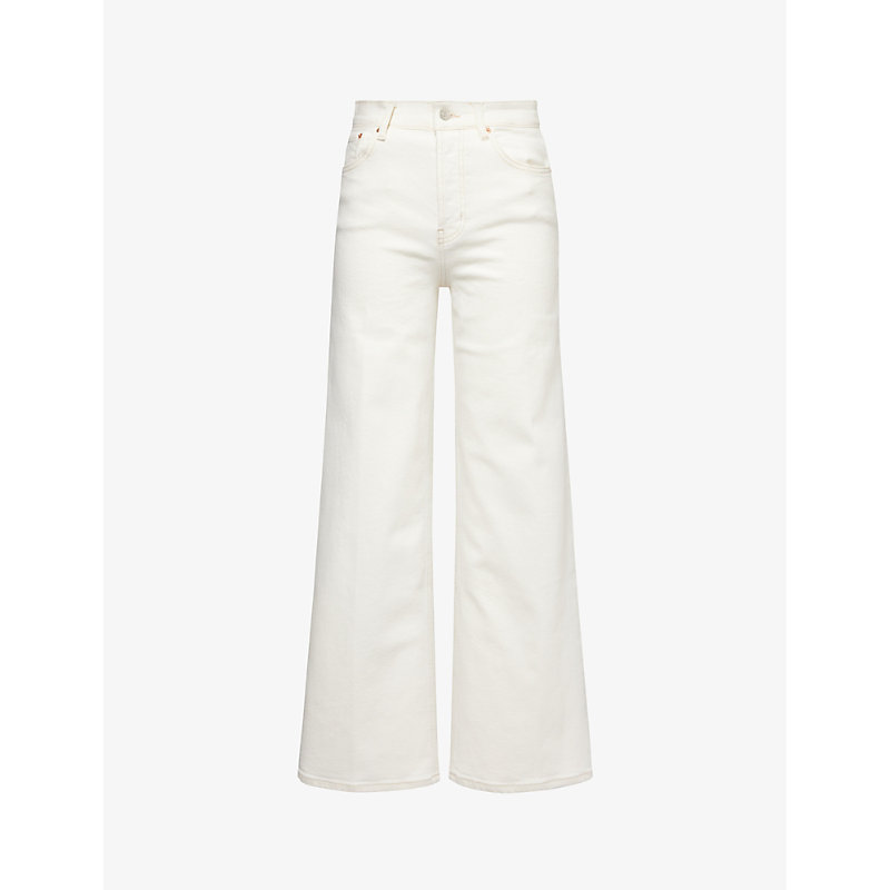 Shop Rails Women's Vintage Ecru Getty Brand-patch Wide-leg High-rise Stretch-denim Jeans