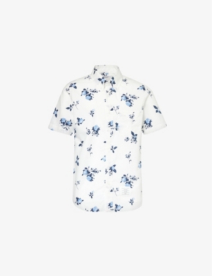 THOM BROWNE: Graphic-print short-sleeve cotton-poplin shirt
