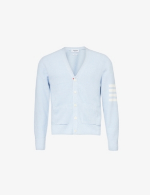 THOM BROWNE: Brand-intarsia linen and cotton-blend cardigan