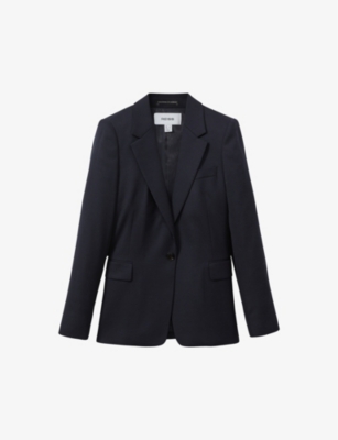 REISS: Hallie peak-lapel double-breasted stretch-wool blazer