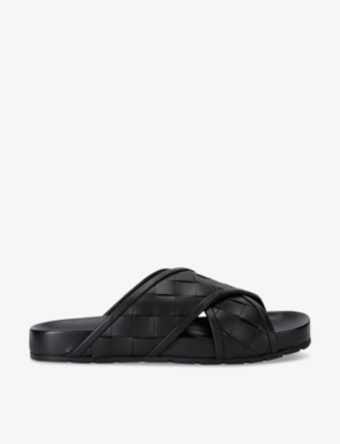 BOTTEGA VENETA: Tarik cross-strap flat leather sandals