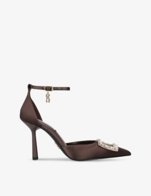 STEVE MADDEN: Accession crystal-buckle heeled satin sandals