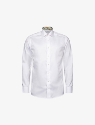 ETON: Signature geometric-weave slim-fit cotton-twill shirt