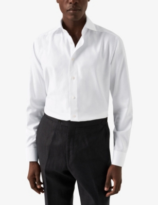 ETON: Solid Fine-Twill Contemporary-Fit Organic-Cotton Shirt