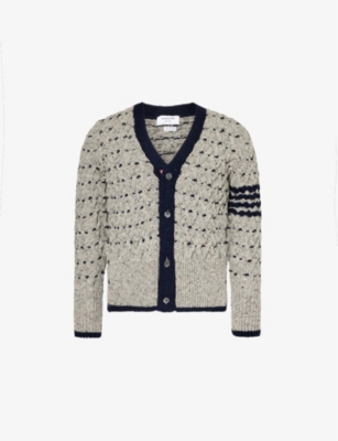 THOM BROWNE: V-neck wool-blend knitted cardigan