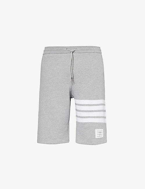THOM BROWNE: Four-bar regular-fit cotton-jersey shorts