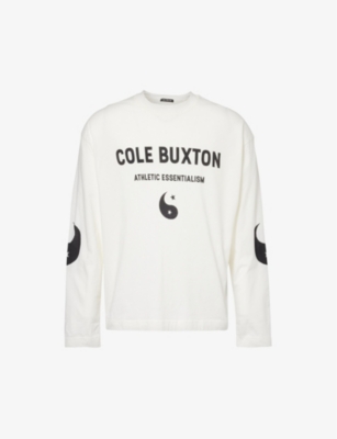 Shop Cole Buxton Yin-yang Graphic-print Cotton-jersey T-shirt In Vintage White