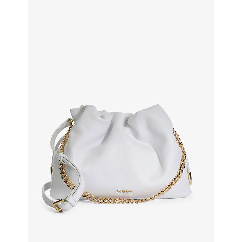 Shop Dune Women's White-leather Primrose Drawstring Leather Shoulder Bag