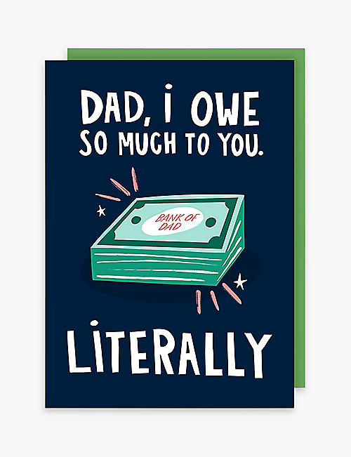 LUCY MAGGIE: 'Dad, I owe you so much' Father's Day card 15cm x 10.9cm