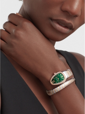 BVLGARI: SP35C4SPGD1T Serpenti Tubogas 18ct rose-gold, stainless-steel and 0.29ct diamond quartz watch